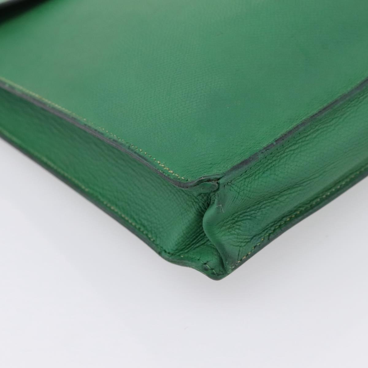 HERMES Kirius Business Bag Leather Green Gold Auth bs37018