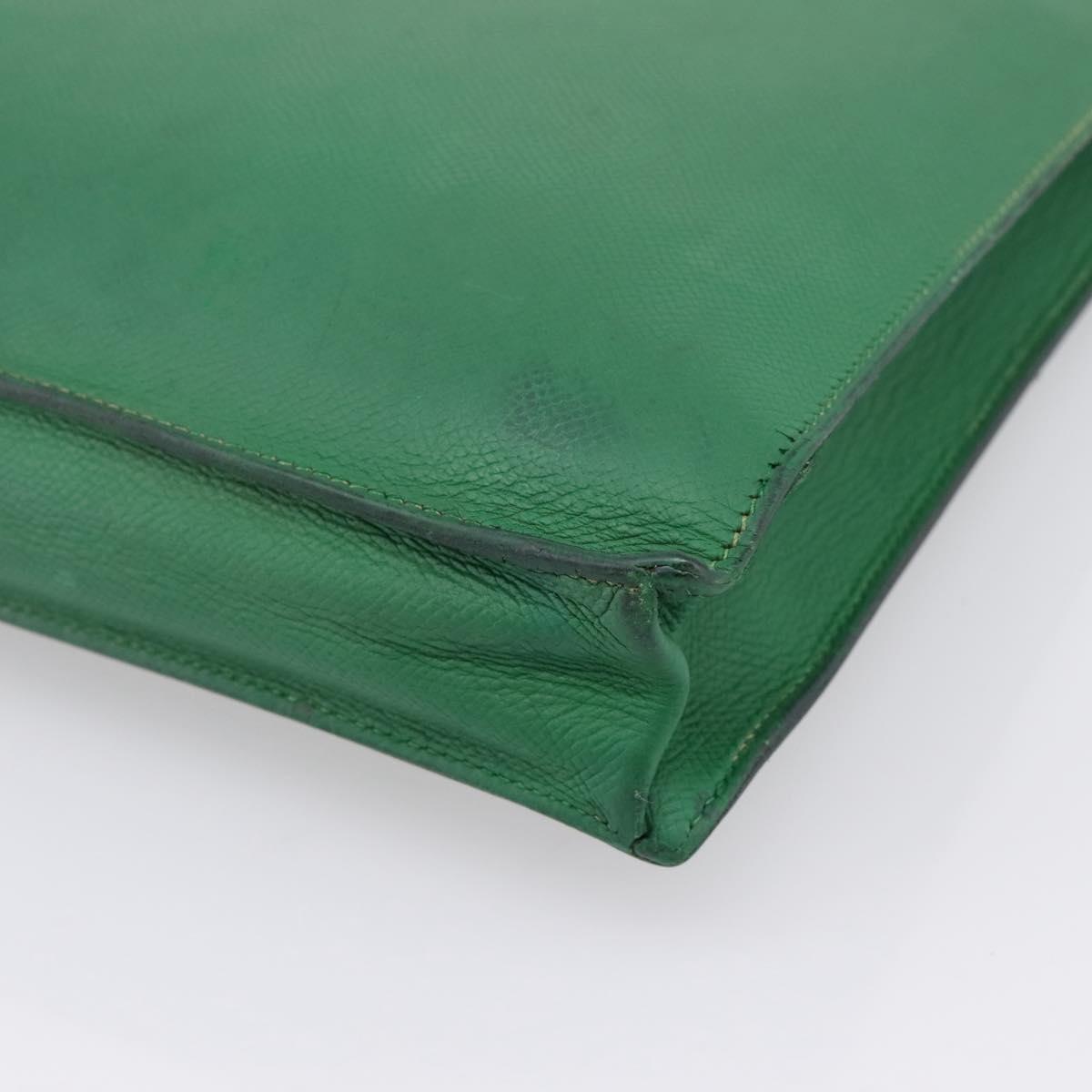 HERMES Kirius Business Bag Leather Green Gold Auth bs37018