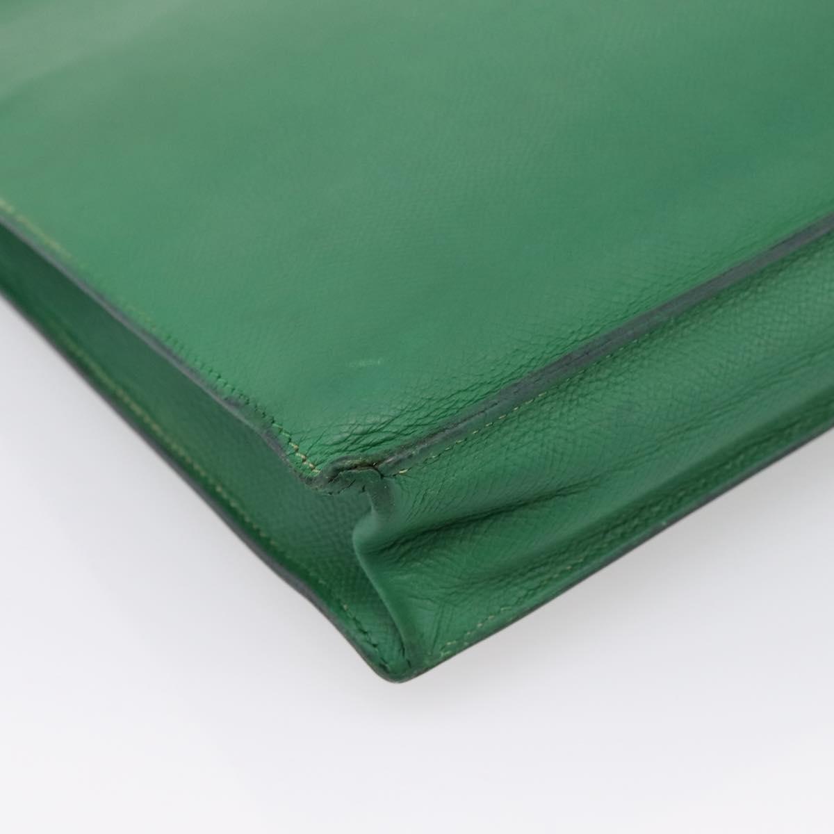 HERMES Kirius Business Bag Leather Green Gold Auth bs37018