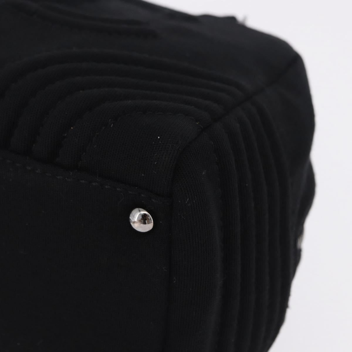 CHANEL Deca COCO Mark Chain Bag Cotton jersey Black Silver CC Auth bs37019
