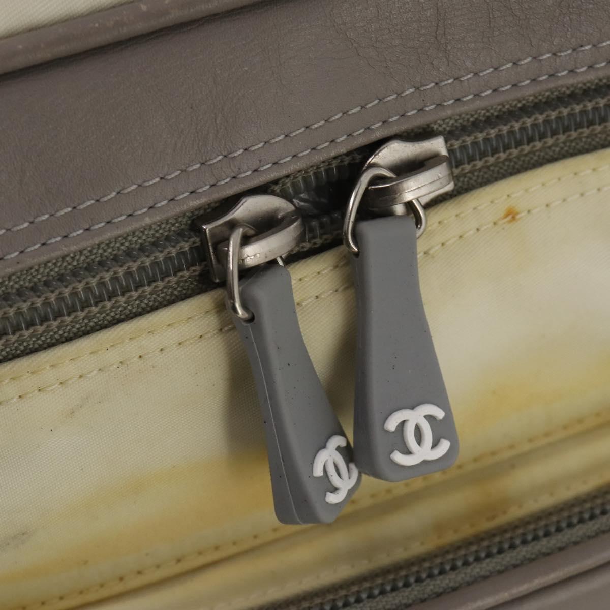 CHANEL Sports Line COCO Mark Backpack Nylon Leather Beige Silver CC Auth bs37020