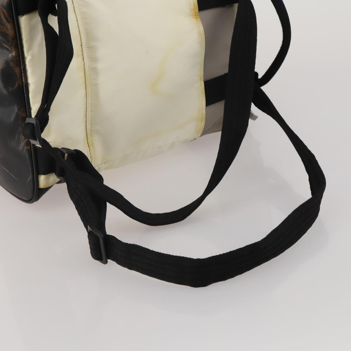 CHANEL Sports Line COCO Mark Backpack Nylon Leather Beige Silver CC Auth bs37020
