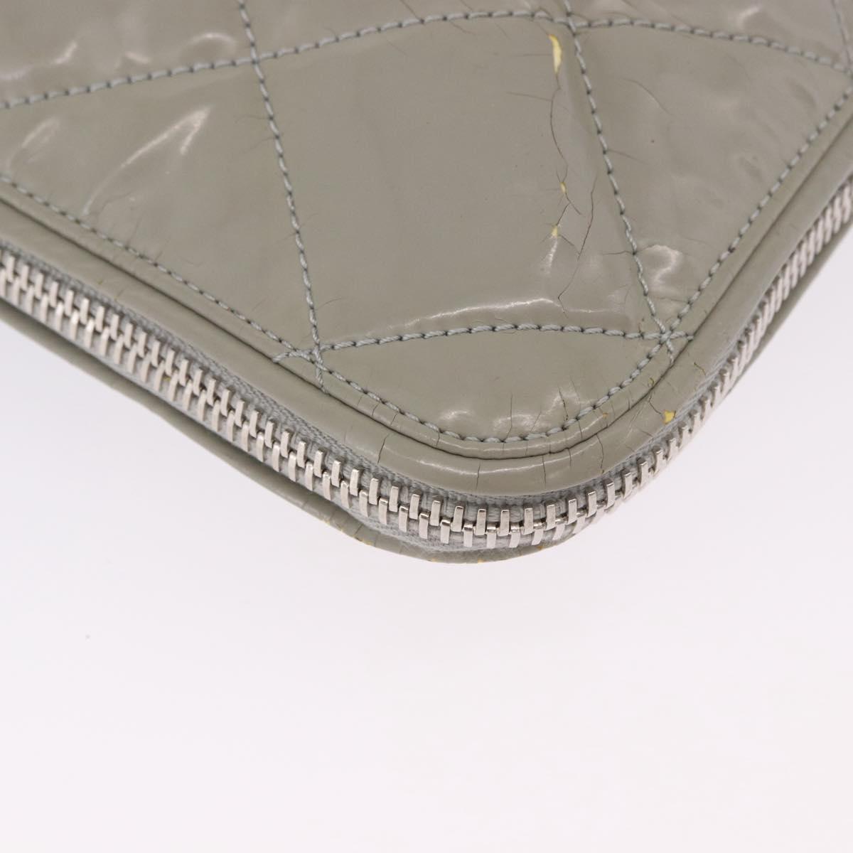 CHANEL Matelasse COCO Mark Tote Bag Patent leather Beige Silver CC Auth bs37021