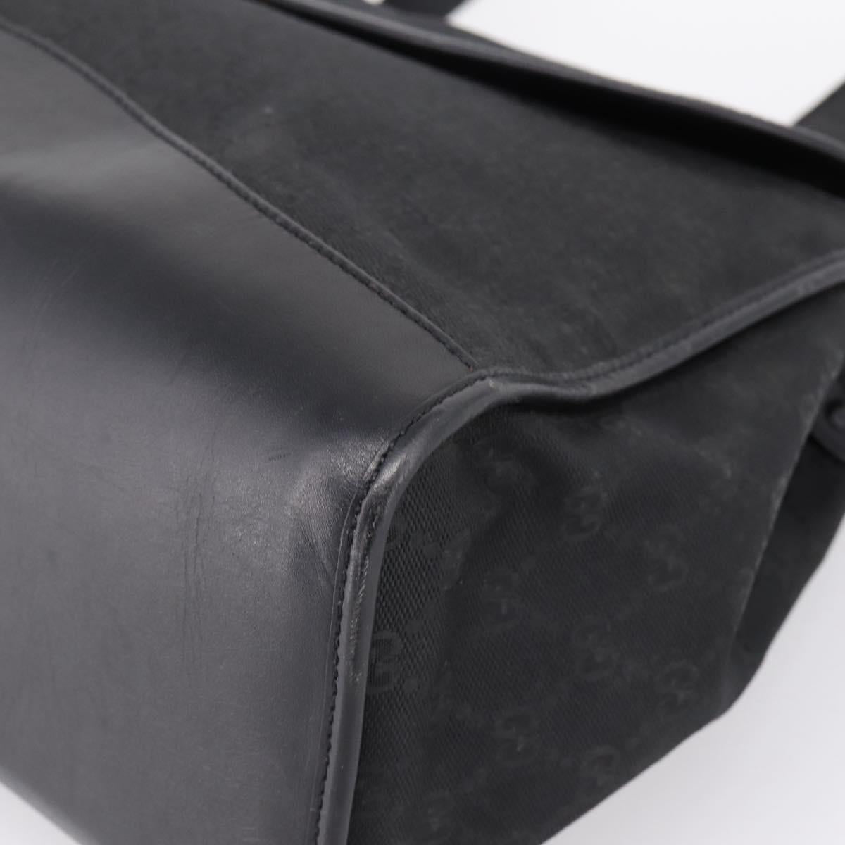 GUCCI GG Canvas Hand Bag Black Gold 002 2854 0305 Auth bs37022