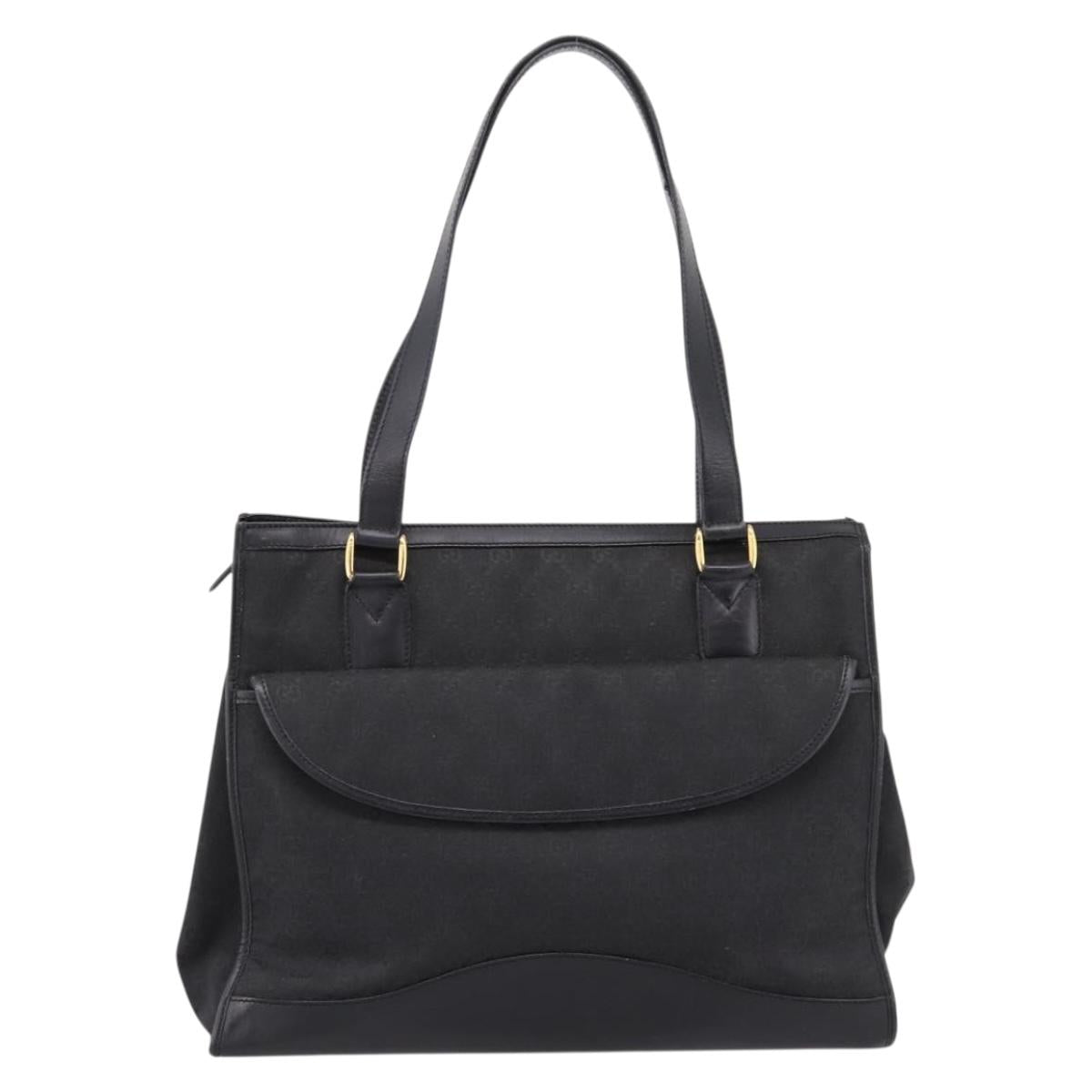 GUCCI GG Canvas Hand Bag Black Gold 002 2854 0305 Auth bs37022