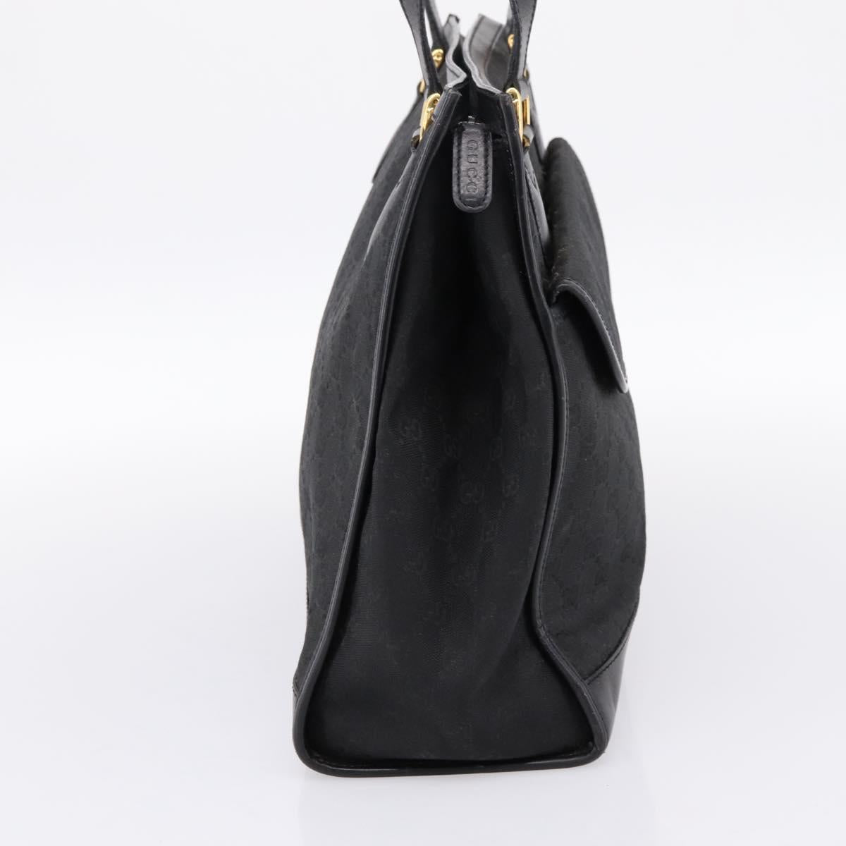 GUCCI GG Canvas Hand Bag Black Gold 002 2854 0305 Auth bs37022