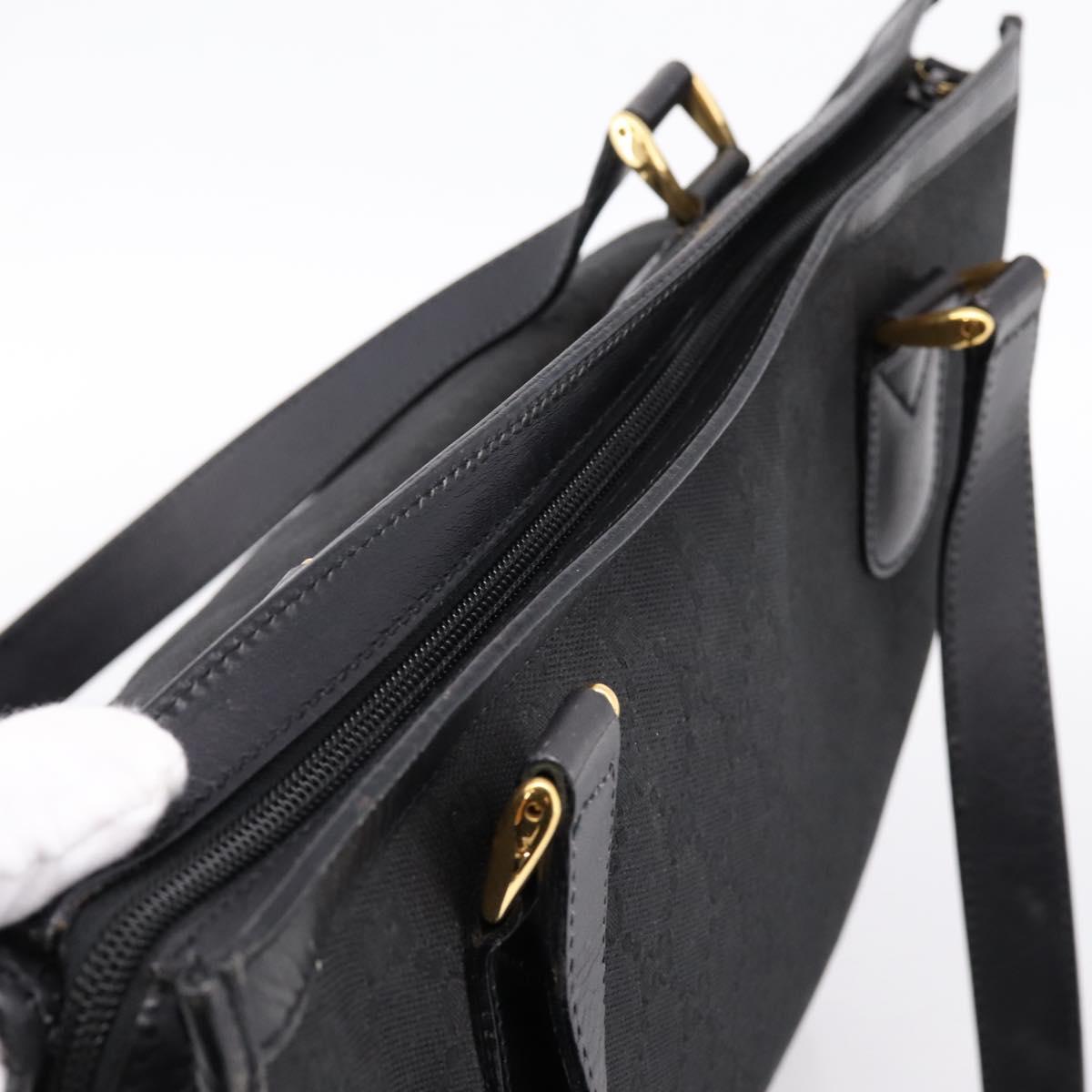 GUCCI GG Canvas Hand Bag Black Gold 002 2854 0305 Auth bs37022