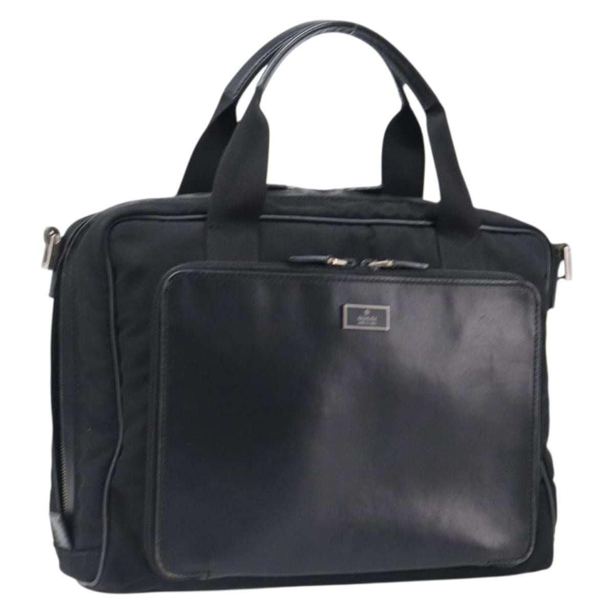 GUCCI Business Bag Canvas Black Silver 019 0327 Auth bs37023