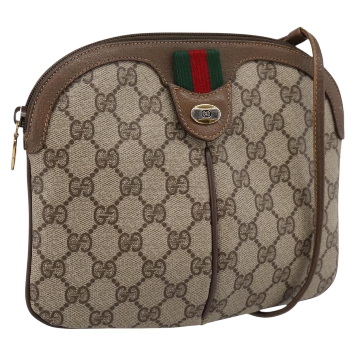 GUCCI GG Supreme Web Sherry Line Bag PVC Beige Gold 904 02 047 Auth bs37024