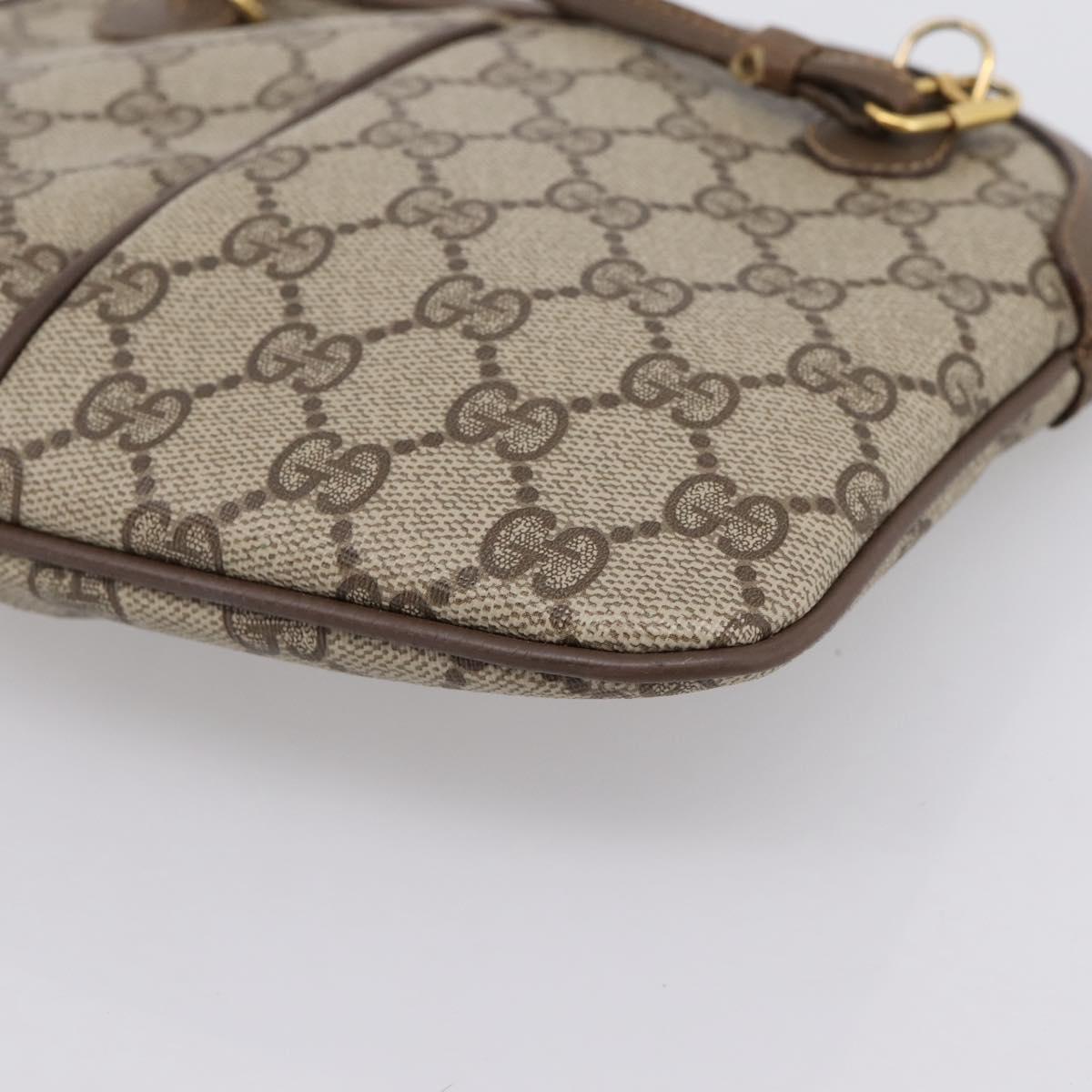 GUCCI GG Supreme Web Sherry Line Bag PVC Beige Gold 904 02 047 Auth bs37024