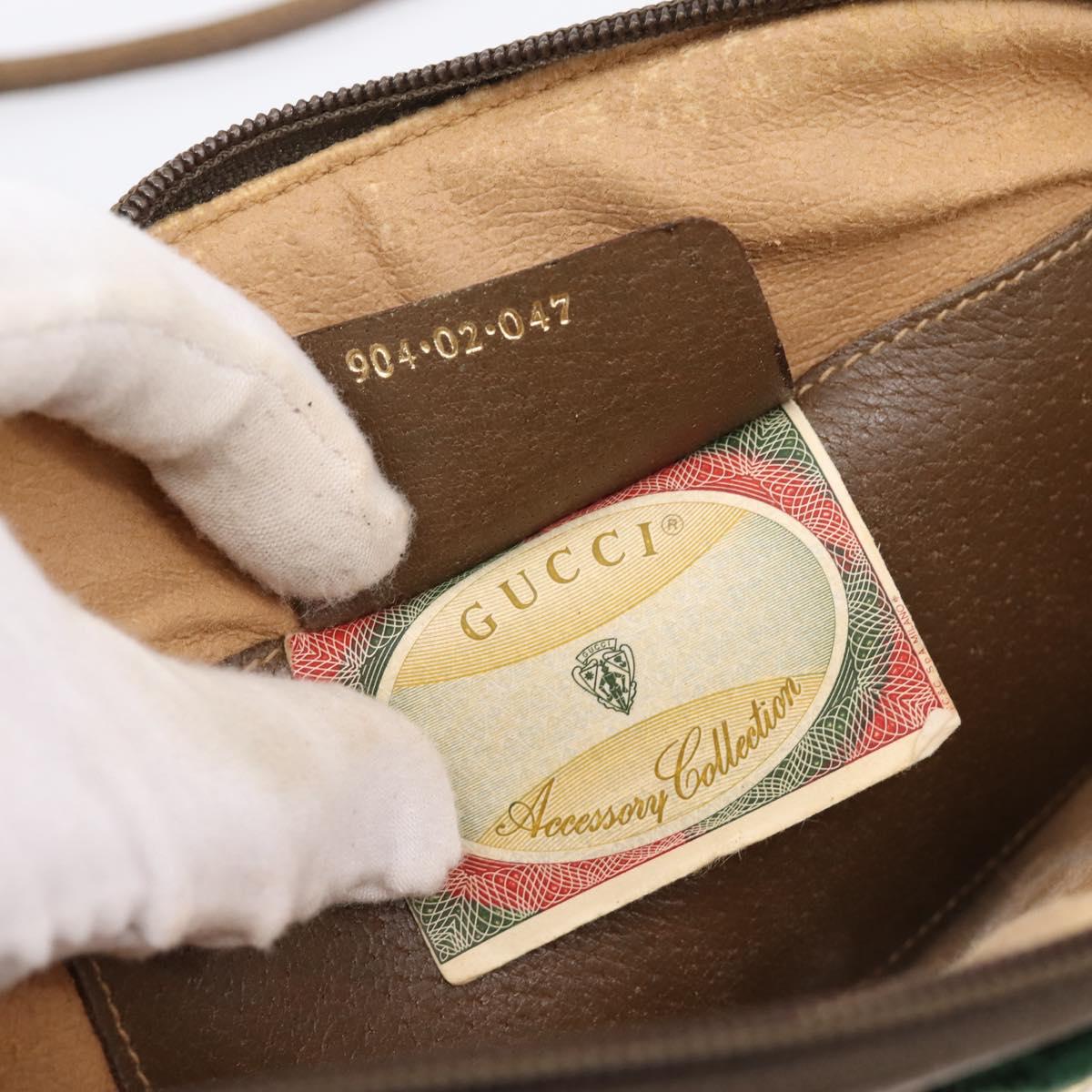 GUCCI GG Supreme Web Sherry Line Bag PVC Beige Gold 904 02 047 Auth bs37024
