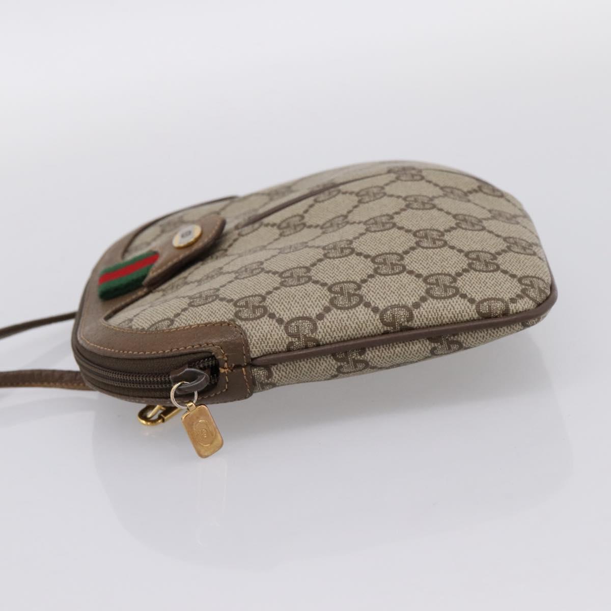 GUCCI GG Supreme Web Sherry Line Bag PVC Beige Gold 904 02 047 Auth bs37024