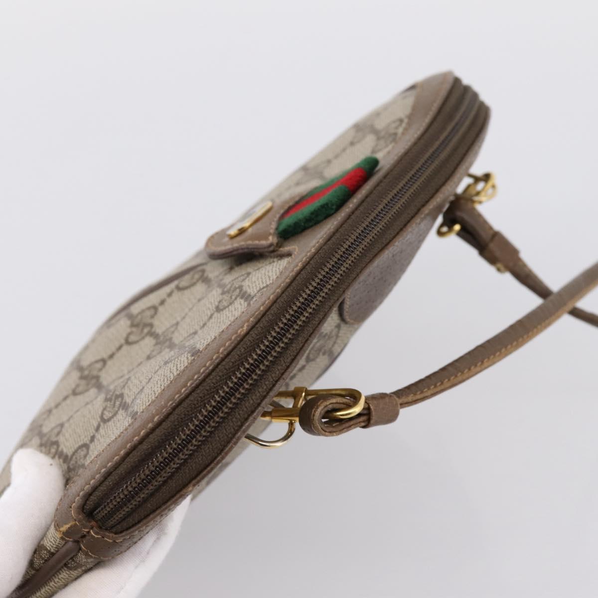 GUCCI GG Supreme Web Sherry Line Bag PVC Beige Gold 904 02 047 Auth bs37024