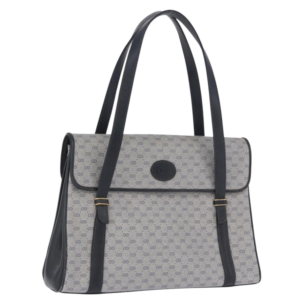 GUCCI Micro GG Supreme Hand Bag PVC Navy Gold 000 46 4857 Auth bs37025