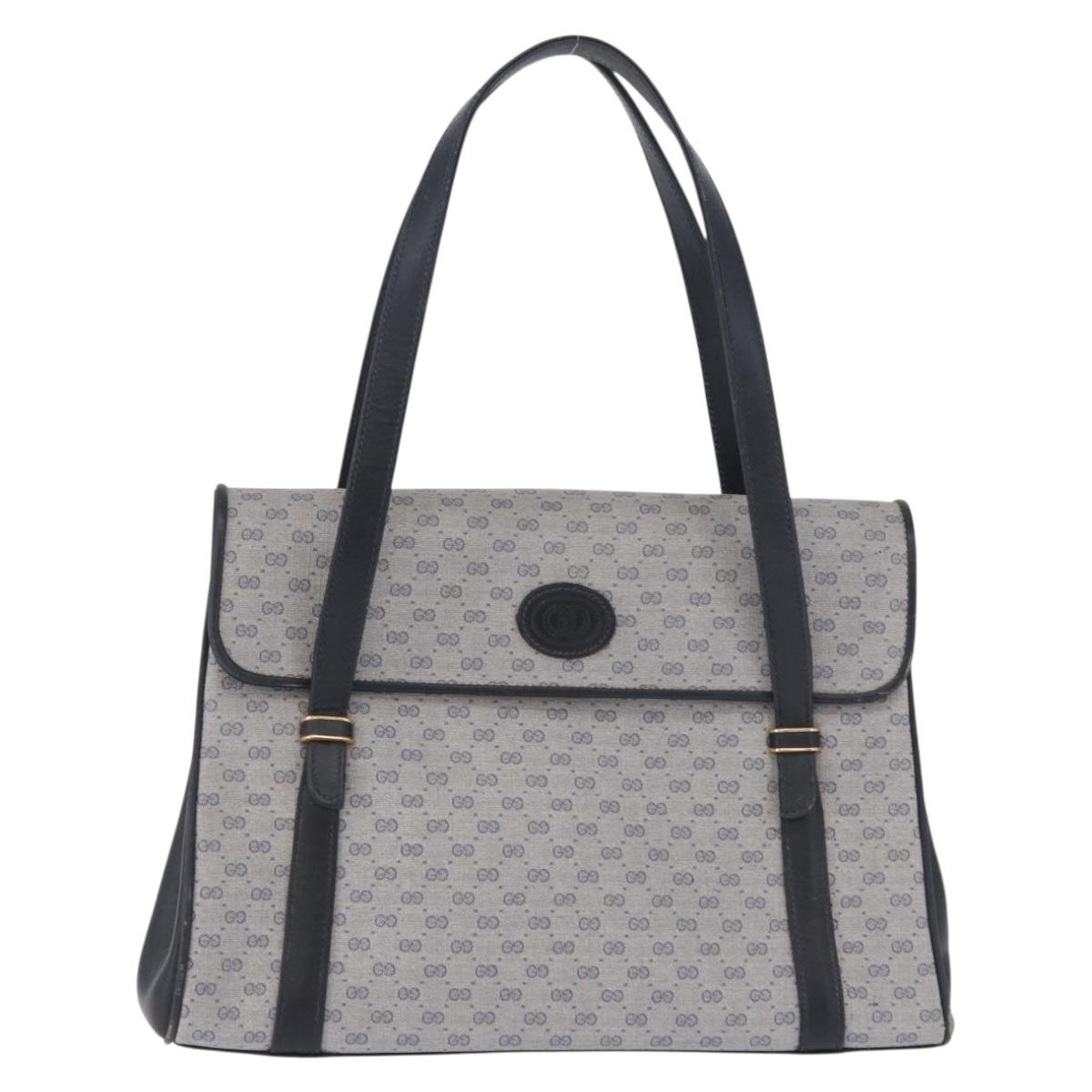 GUCCI Micro GG Supreme Hand Bag PVC Navy Gold 000 46 4857 Auth bs37025