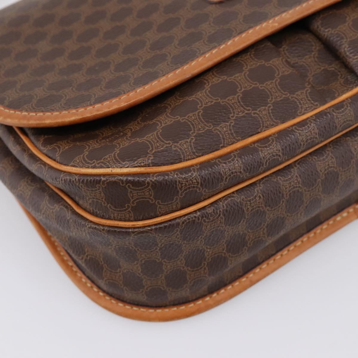 CELINE Macadam Canvas Shoulder Bag PVC Leather Brown Gold Auth bs37026