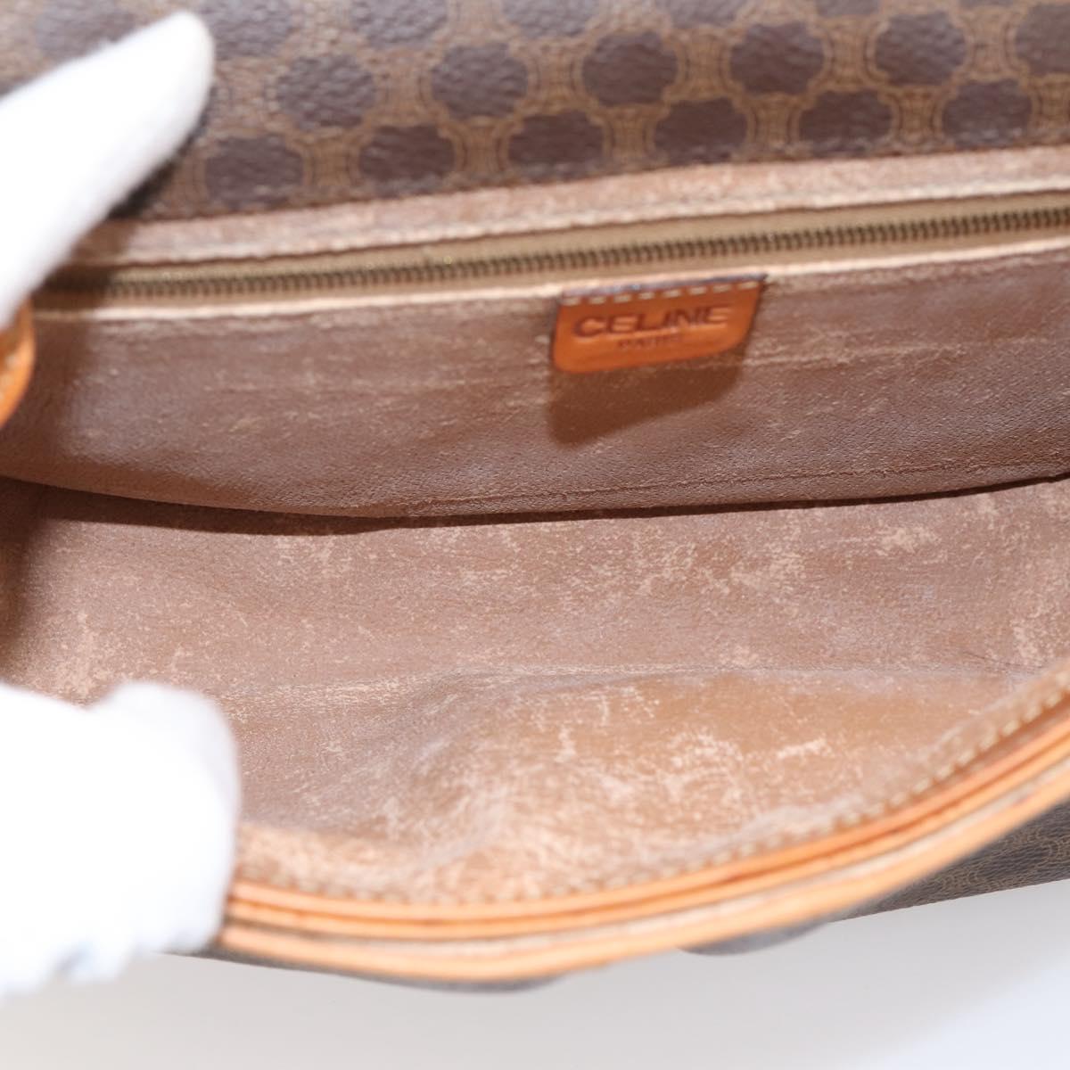 CELINE Macadam Canvas Shoulder Bag PVC Leather Brown Gold Auth bs37026