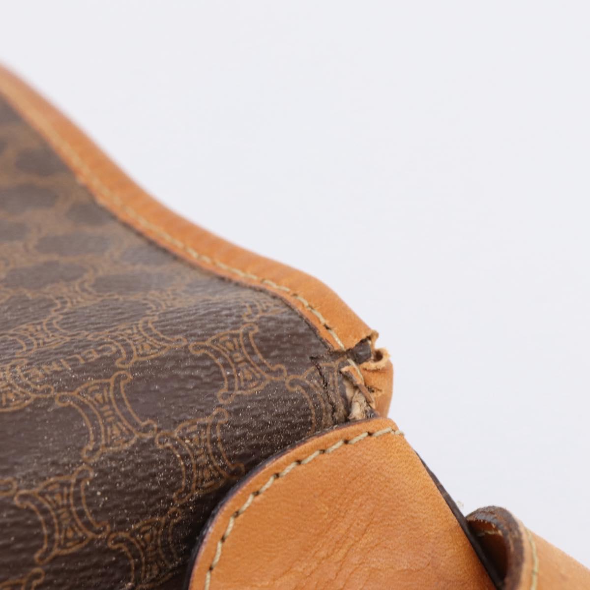 CELINE Macadam Canvas Shoulder Bag PVC Leather Brown Gold Auth bs37026