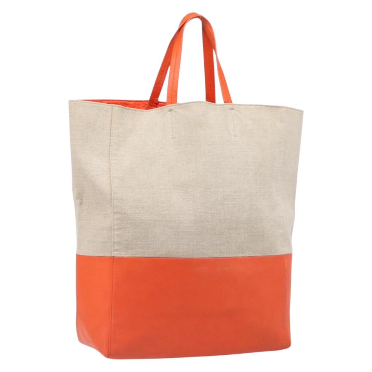 CELINE Horizontalkava Tote Bag Canvas Beige Gold Auth bs37027