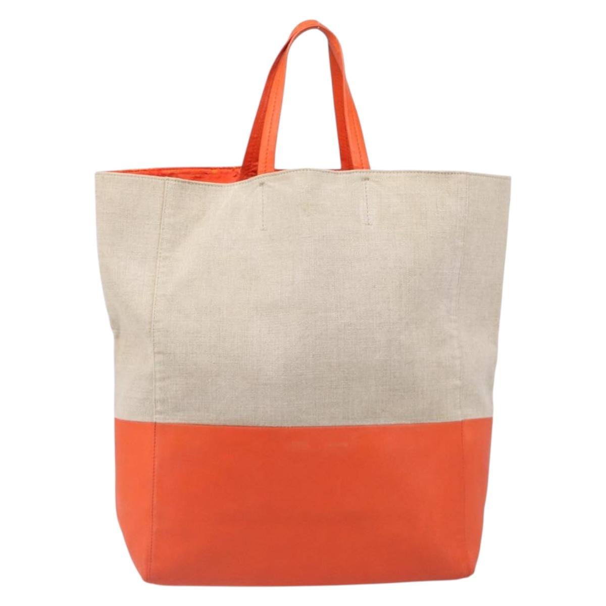 CELINE Horizontalkava Tote Bag Canvas Beige Gold Auth bs37027