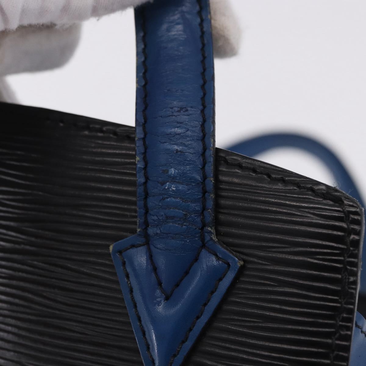LOUIS VUITTON Epi Bicolor Varenne Hand Bag Black Blue M52385 LV Auth bs37031