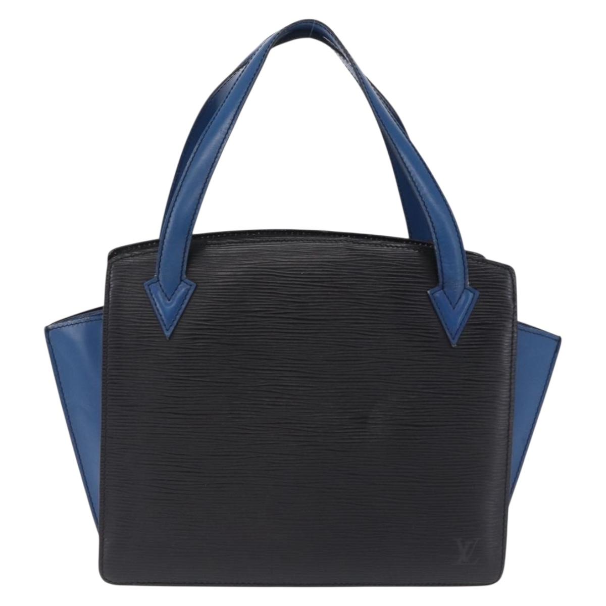 LOUIS VUITTON Epi Bicolor Varenne Hand Bag Black Blue M52385 LV Auth bs37031