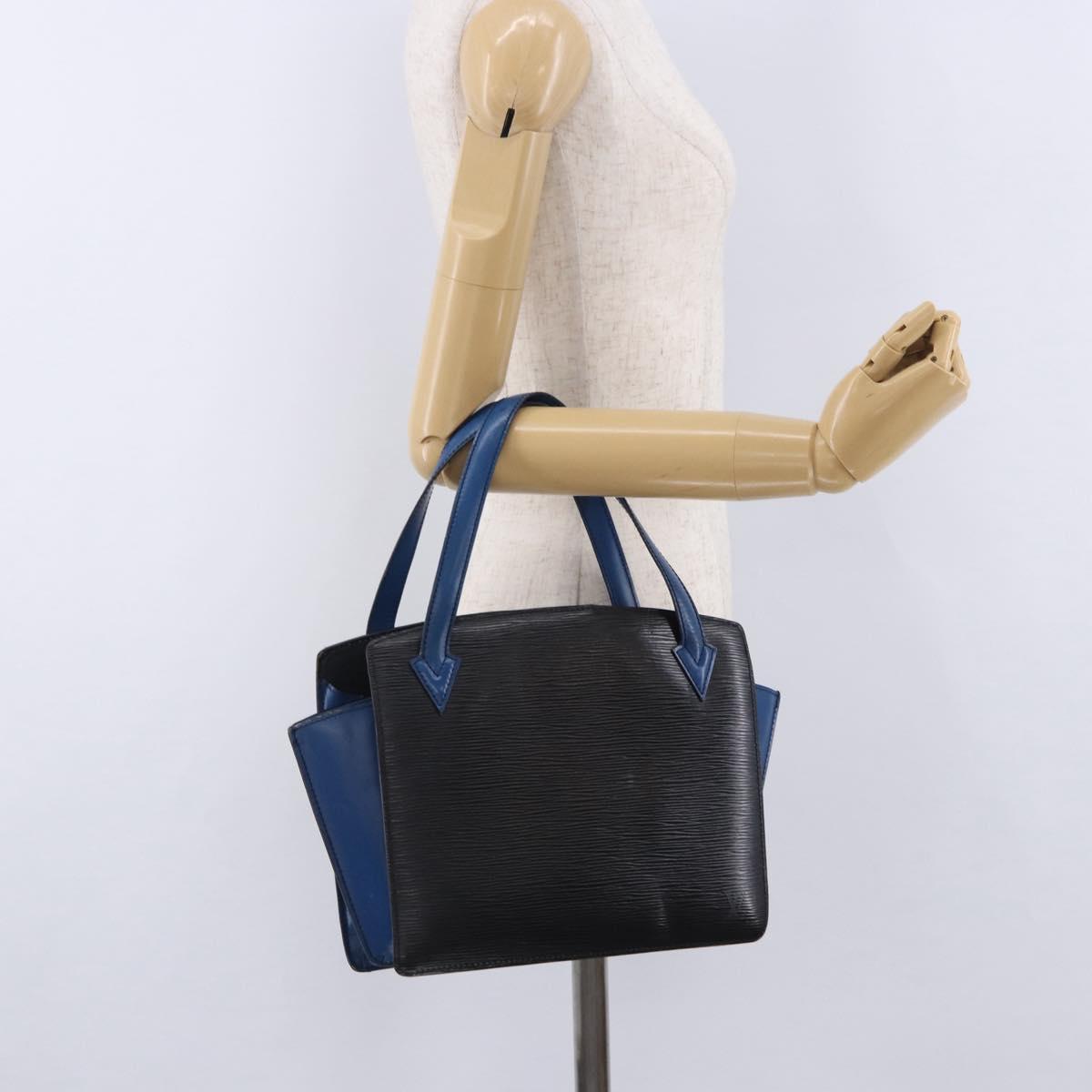 LOUIS VUITTON Epi Bicolor Varenne Hand Bag Black Blue M52385 LV Auth bs37031