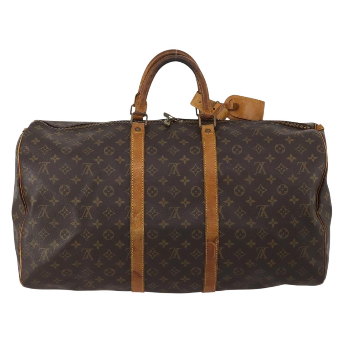 LOUIS VUITTON Monogram Keepall 55 Boston Bag M41424 LV Auth bs37033