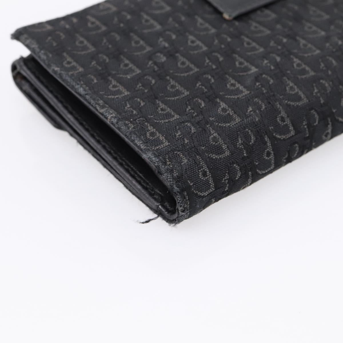Christian Dior Trotter Canvas Bifold Wallet Silver Black Auth bs37038
