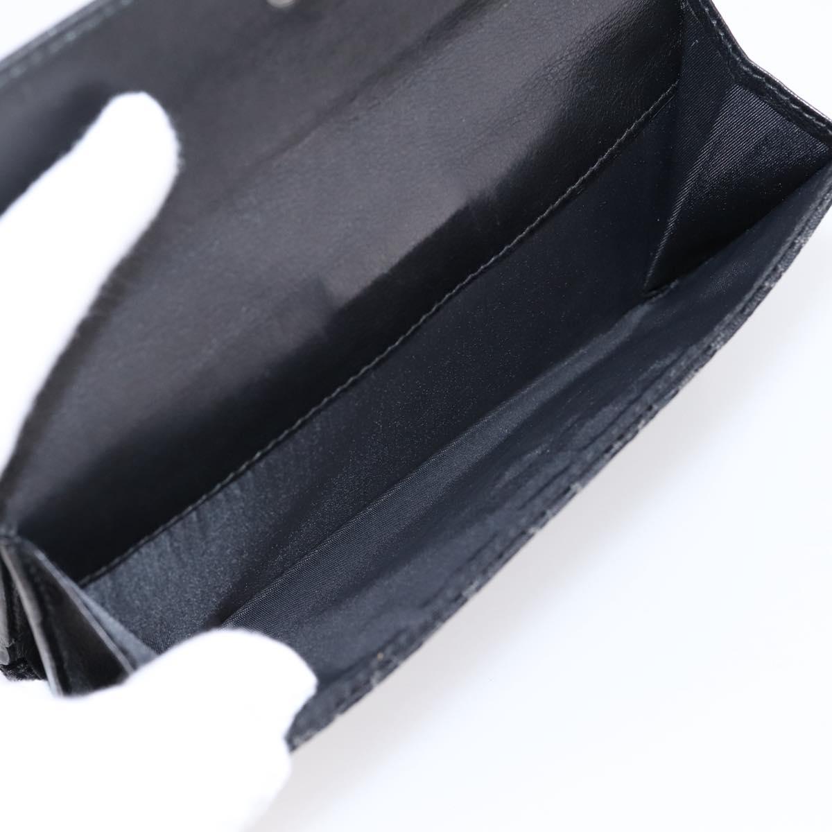 Christian Dior Trotter Canvas Bifold Wallet Silver Black Auth bs37038