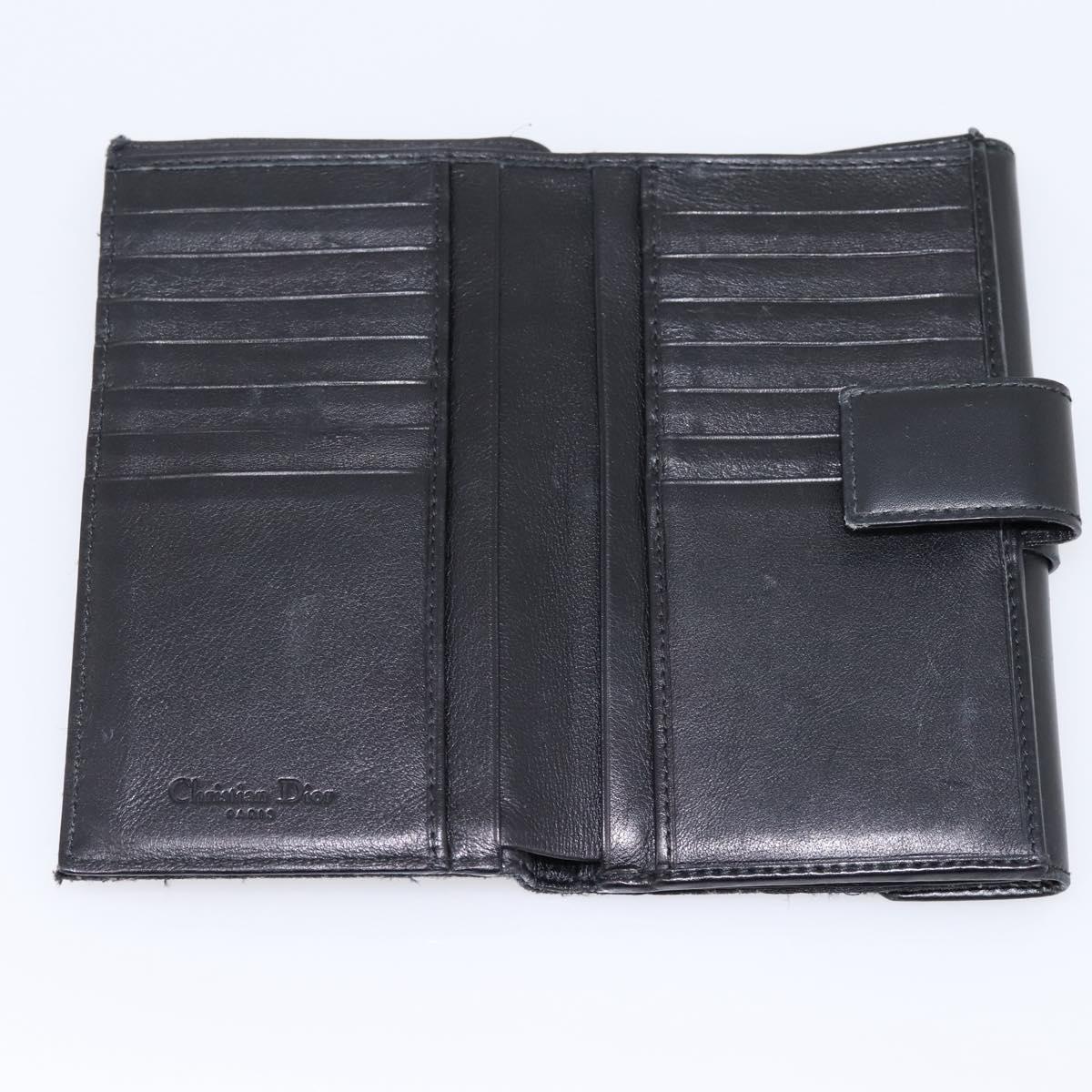 Christian Dior Trotter Canvas Bifold Wallet Silver Black Auth bs37038