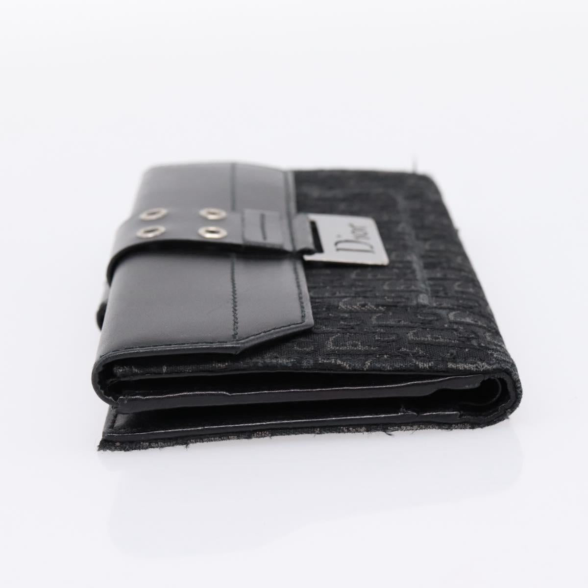 Christian Dior Trotter Canvas Bifold Wallet Silver Black Auth bs37038