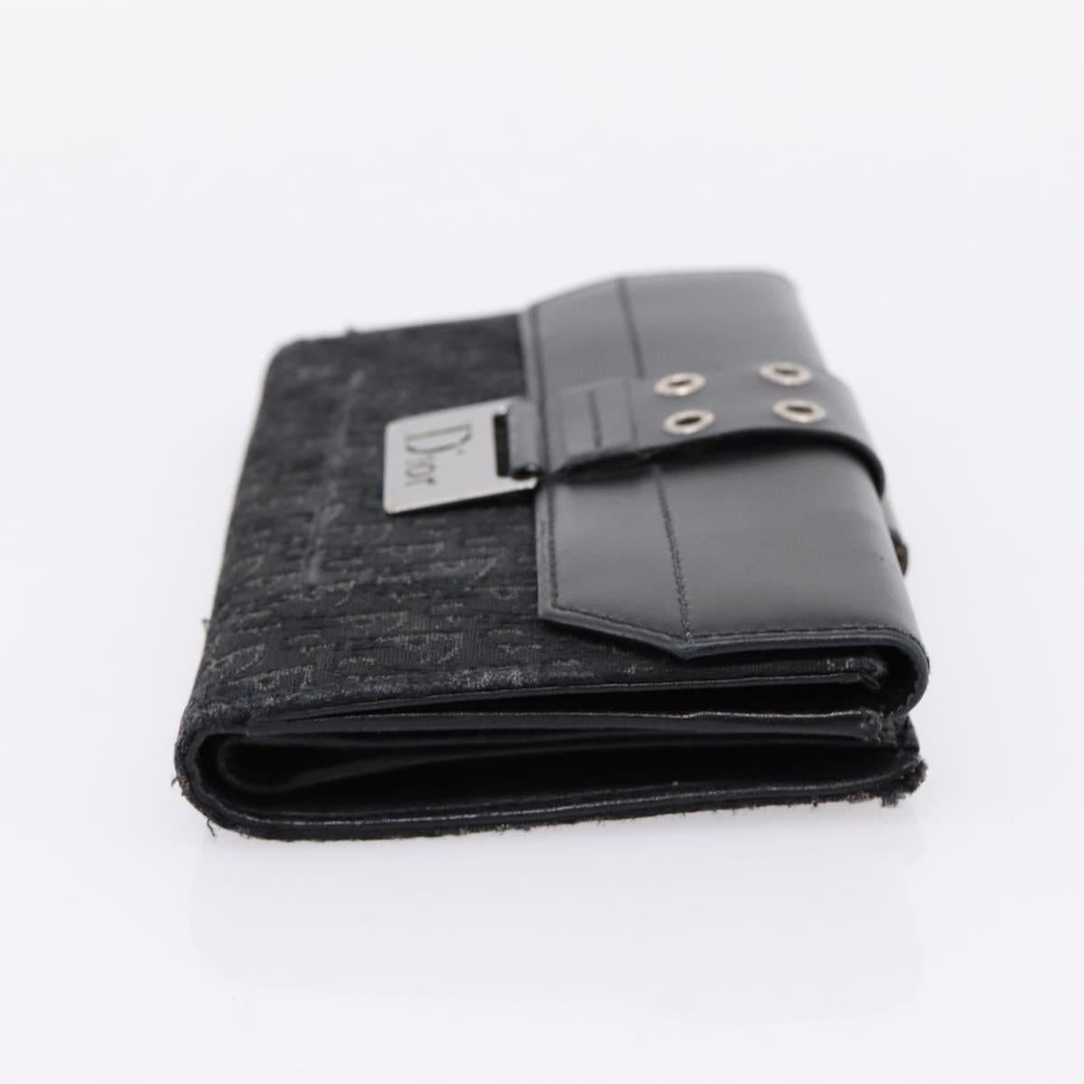 Christian Dior Trotter Canvas Bifold Wallet Silver Black Auth bs37038