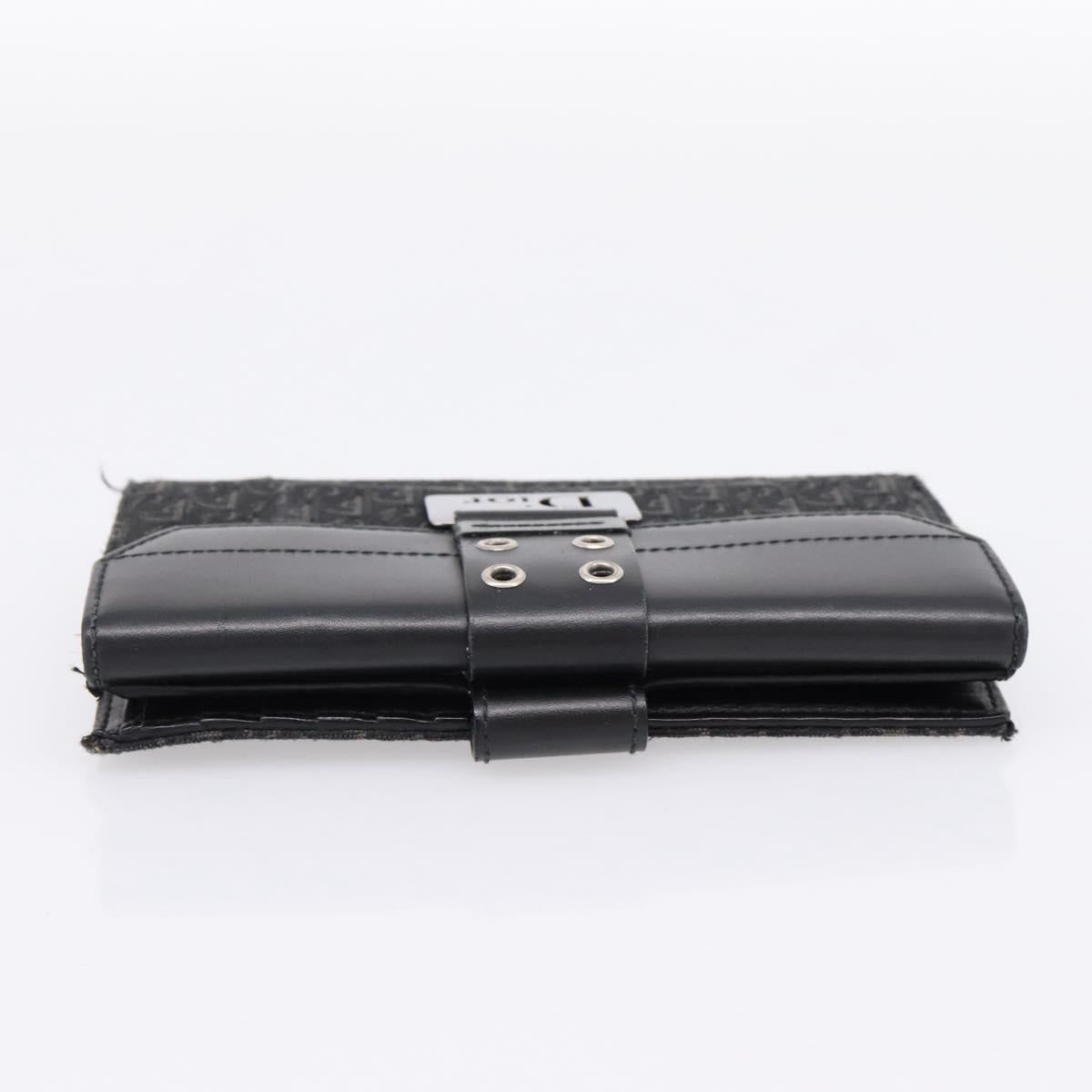 Christian Dior Trotter Canvas Bifold Wallet Silver Black Auth bs37038