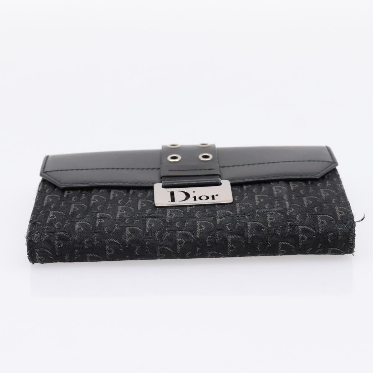 Christian Dior Trotter Canvas Bifold Wallet Silver Black Auth bs37038