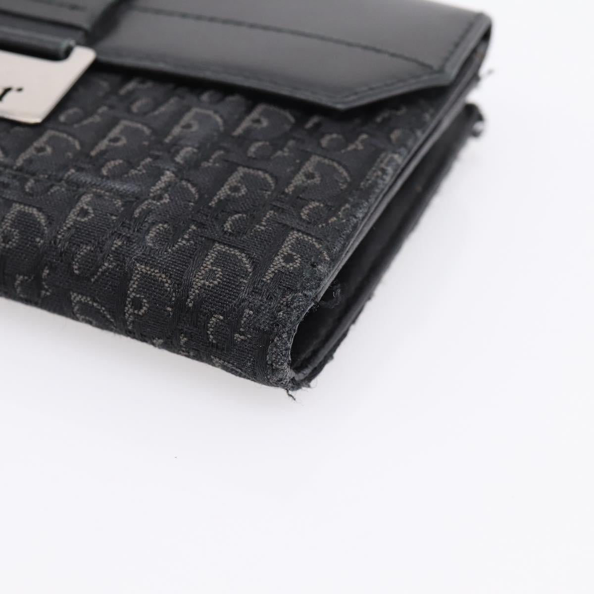 Christian Dior Trotter Canvas Bifold Wallet Silver Black Auth bs37038
