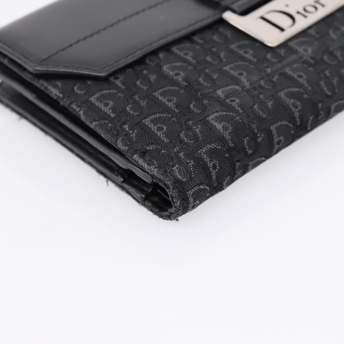 Christian Dior Trotter Canvas Bifold Wallet Silver Black Auth bs37038