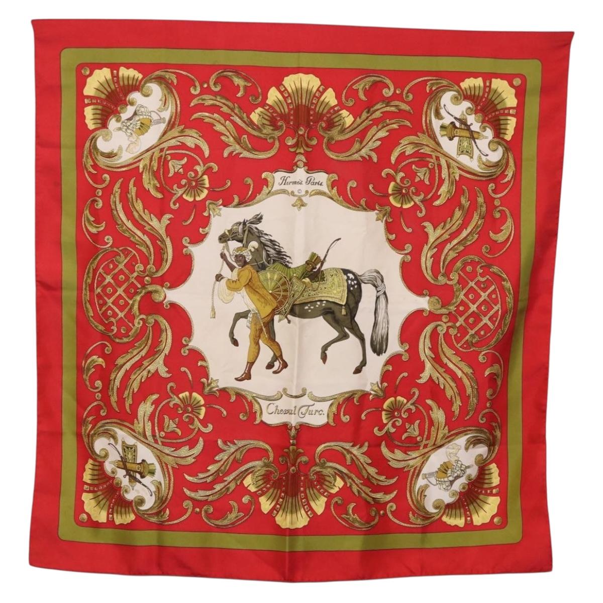 HERMES Carre 90 Scarf Silk Red Auth bs37039