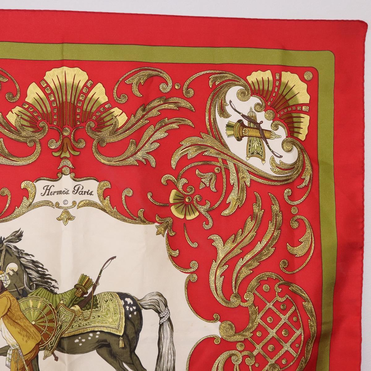 HERMES Carre 90 Scarf Silk Red Auth bs37039