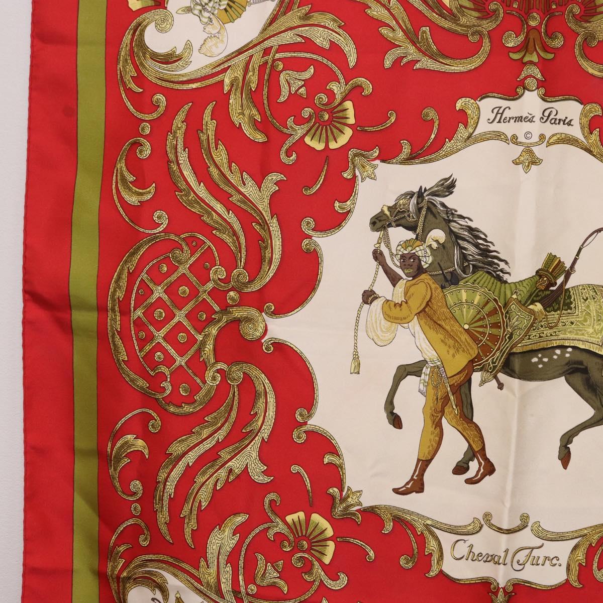 HERMES Carre 90 Scarf Silk Red Auth bs37039