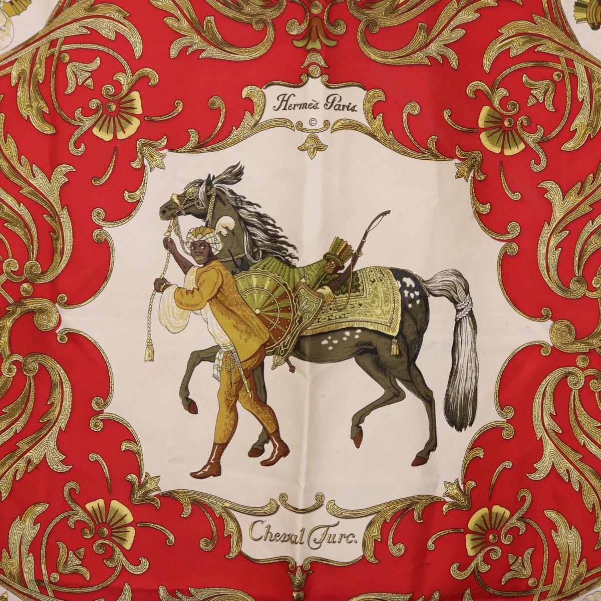 HERMES Carre 90 Scarf Silk Red Auth bs37039
