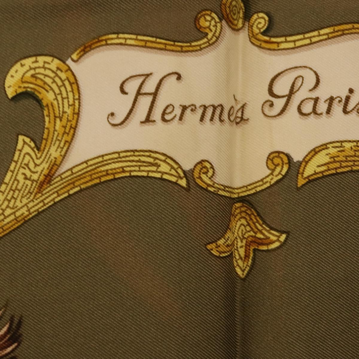 HERMES Carre 90 Scarf Silk Brown Auth bs37040