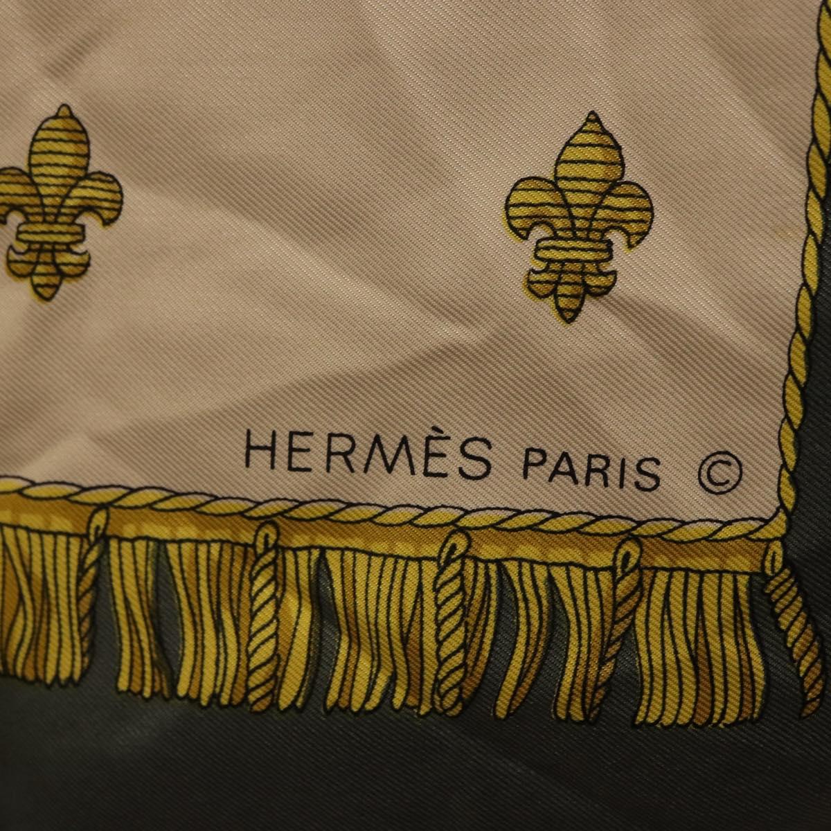 HERMES Carre 90 Scarf ""VUE DU CAROSSE DE"" Silk Gray Auth bs37041