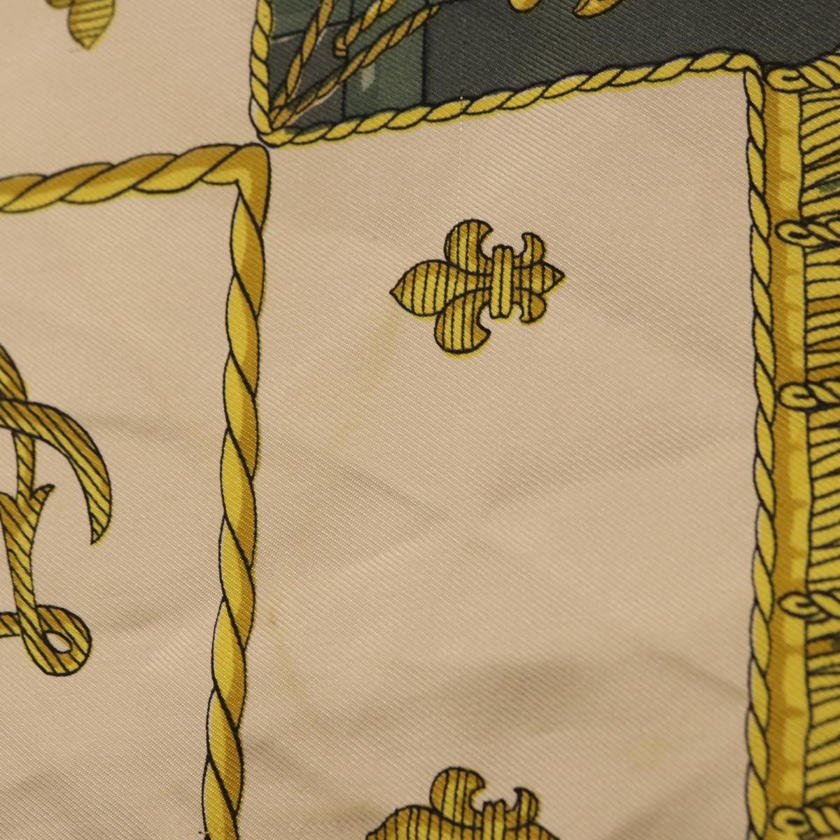 HERMES Carre 90 Scarf ""VUE DU CAROSSE DE"" Silk Gray Auth bs37041
