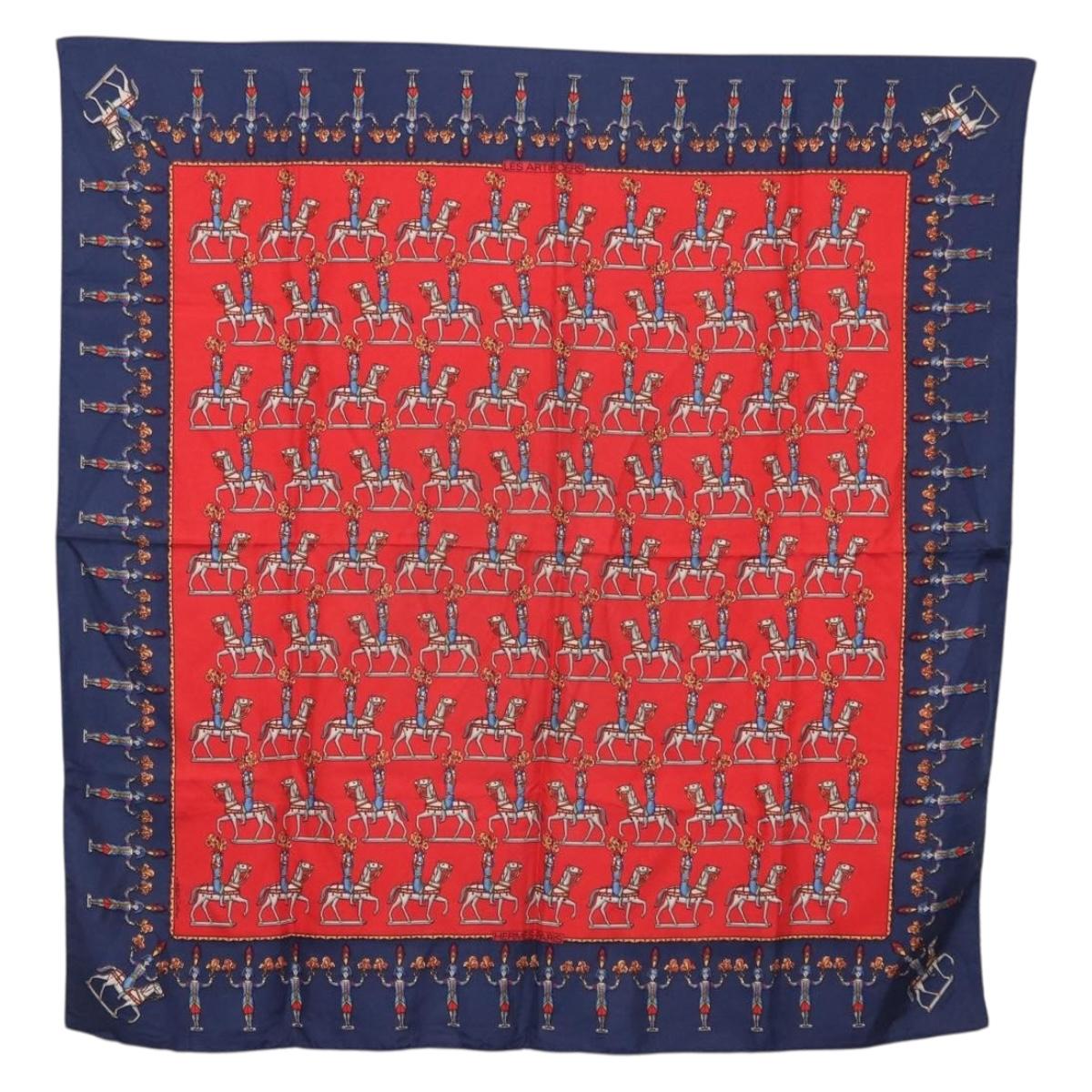 HERMES Carre 90 Scarf Silk Red Auth bs37042