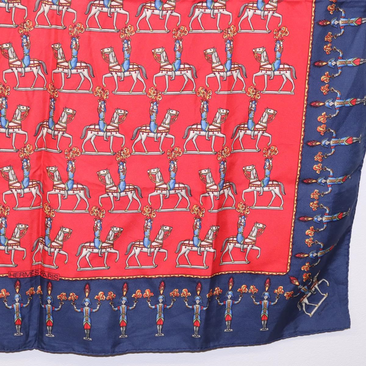 HERMES Carre 90 Scarf Silk Red Auth bs37042