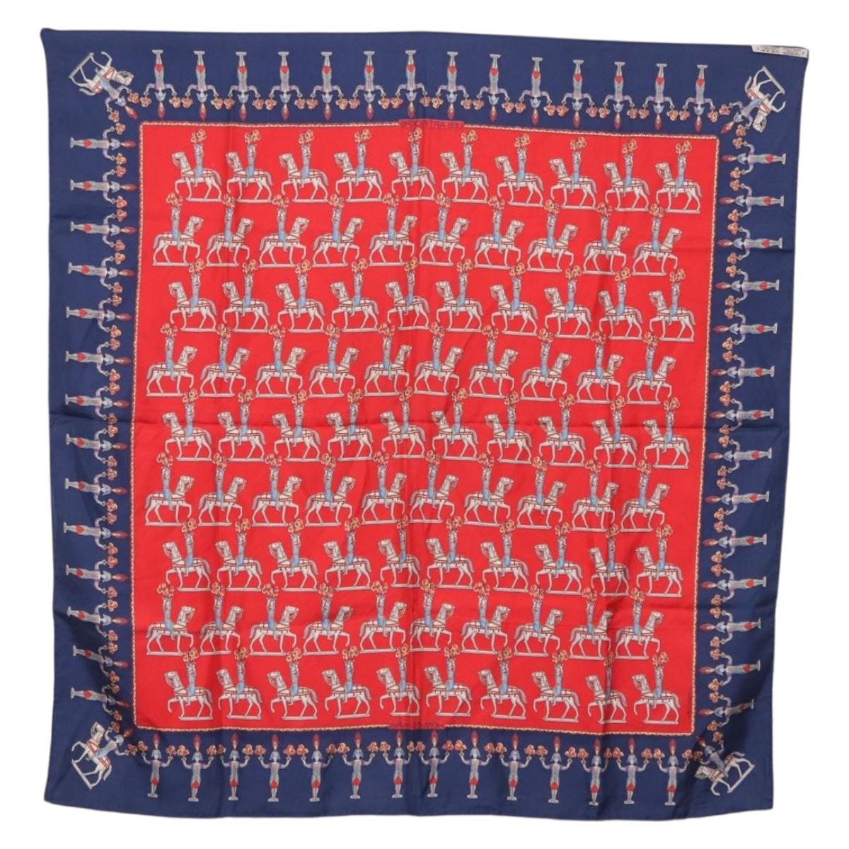 HERMES Carre 90 Scarf Silk Red Auth bs37042
