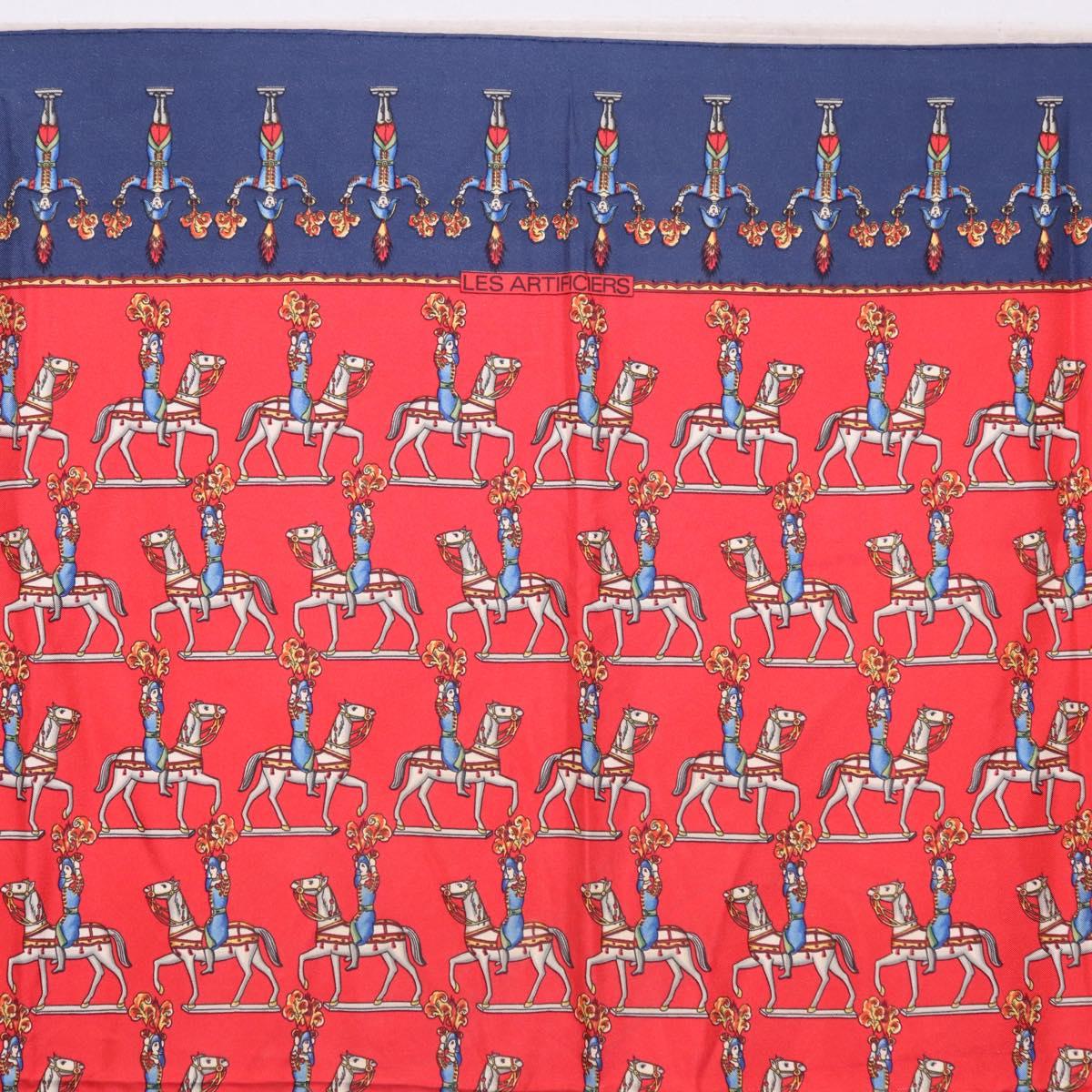 HERMES Carre 90 Scarf Silk Red Auth bs37042