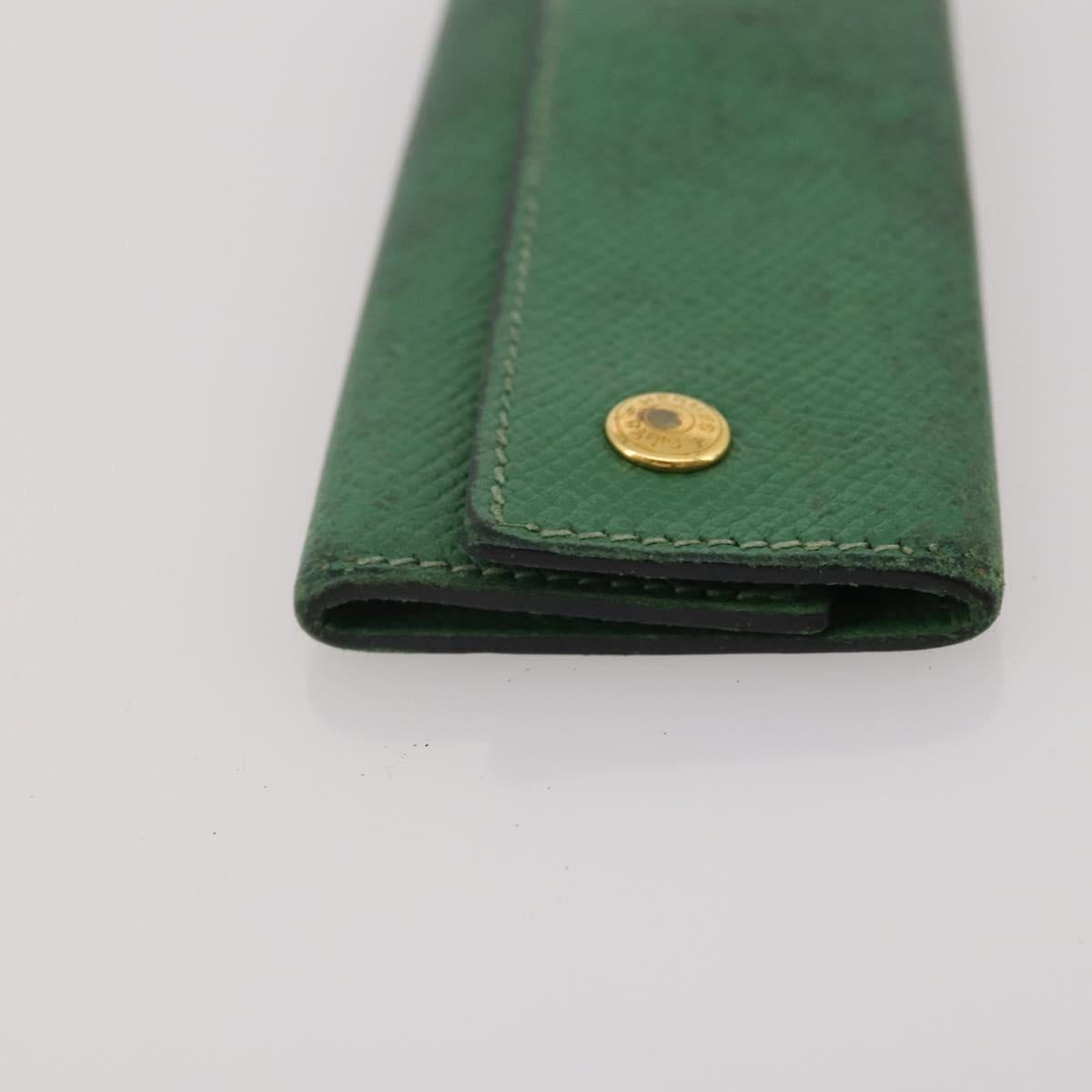 HERMES Wallet Leather Canvas 4 Set White Pink Green Auth bs37043