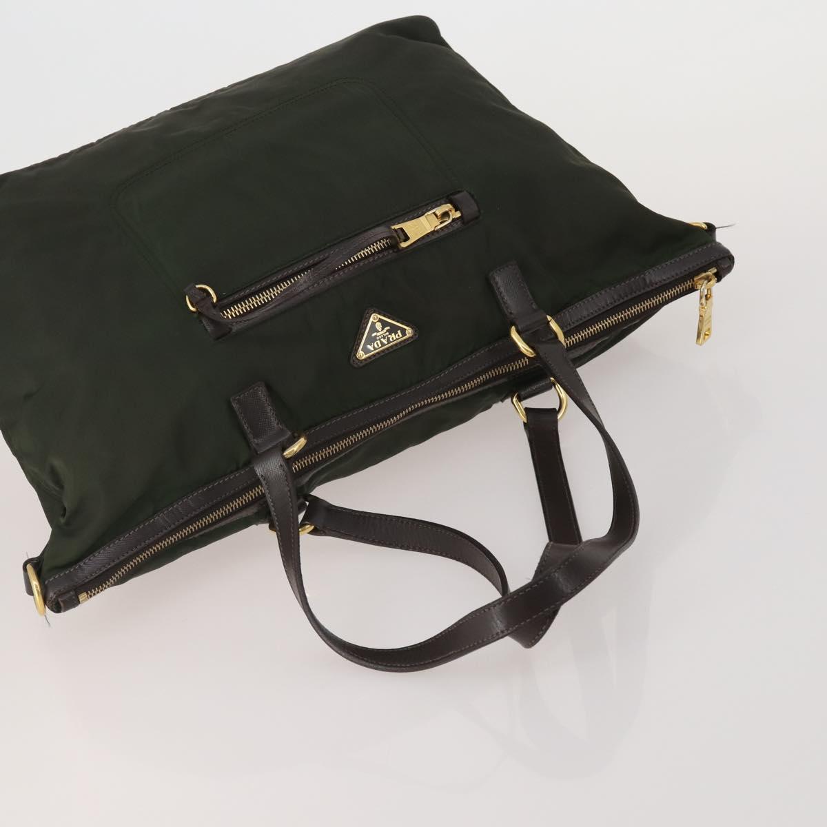PRADA Hand Bag Nylon 3 Set Green Pink Auth bs37044